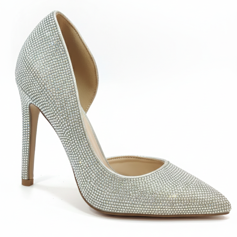 TACON ELEGANTE GIANNA ,PERLAS PLATEADAS TORNASOL