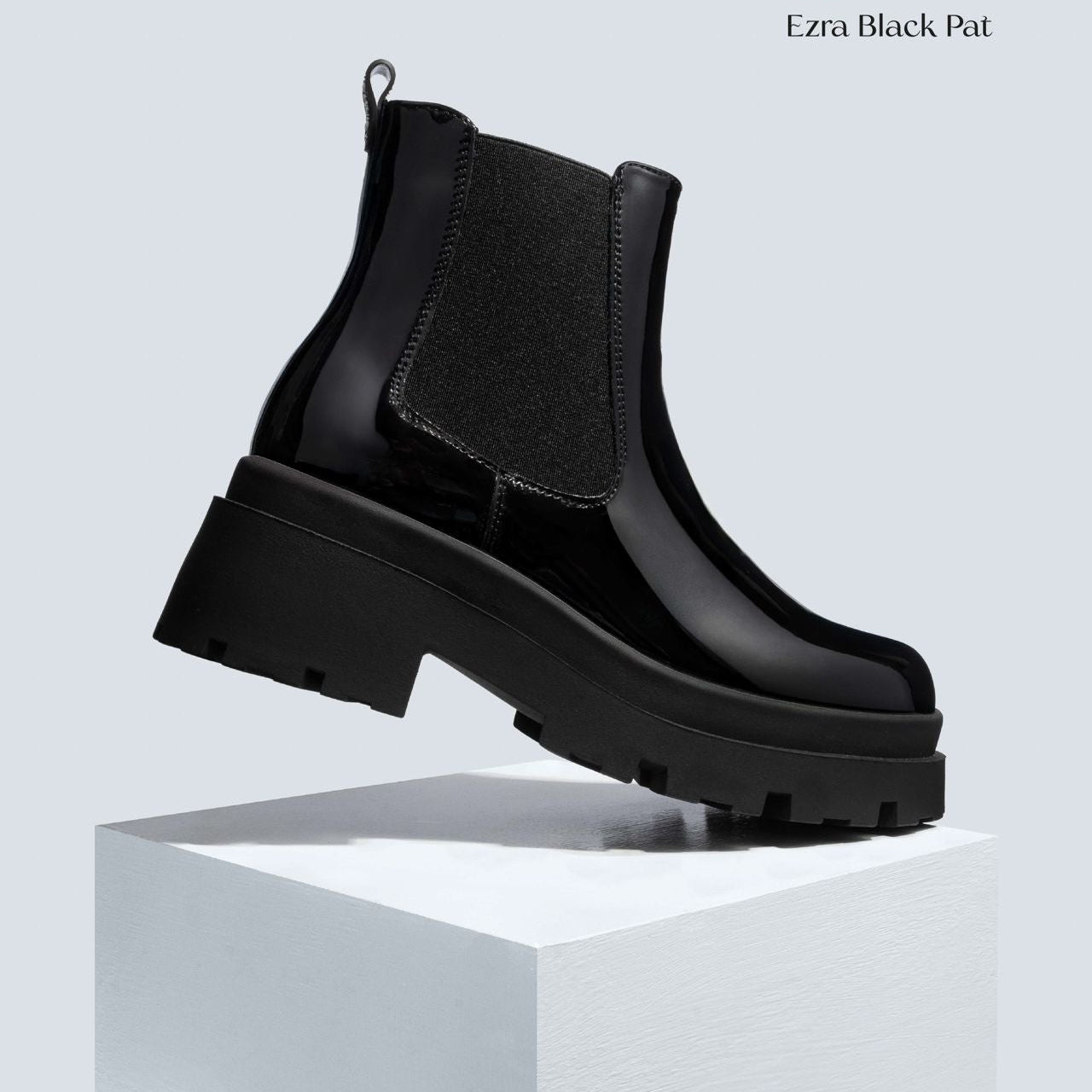 BOTIN ELÀSTICO EZRA * CHAROL NEGRO*